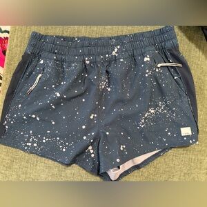 Vuori Navy and White limited edition ink splatter dash shorts